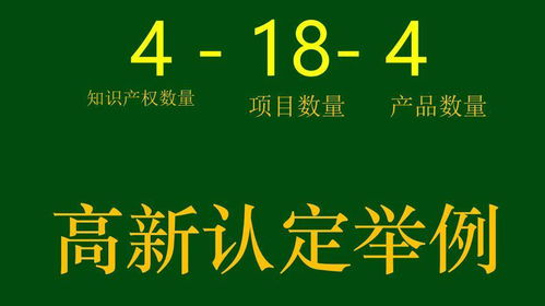 高新认定举例 4个知识产权,18个项目,4个产品